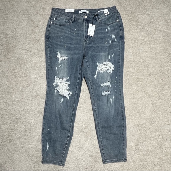 Judy Blue Denim - Judy Blue Jeans Skinny Distressed Lace Detail Splatter JB88432 LW Sz. 20W NWT